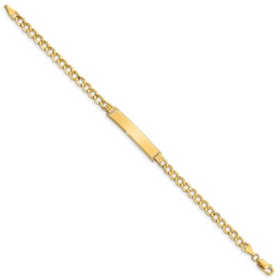 Pre-owned Skyjewelers Real 14kt Yellow Gold Semi-solid Curb Link 6.75mm Id Chain Bracelet; 8 Inch
