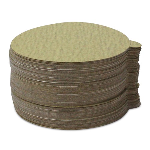 100 Pack - 5 Inch 320 Grit Gold Peel and Stick Adhesive Backed PSA Sanding Discs