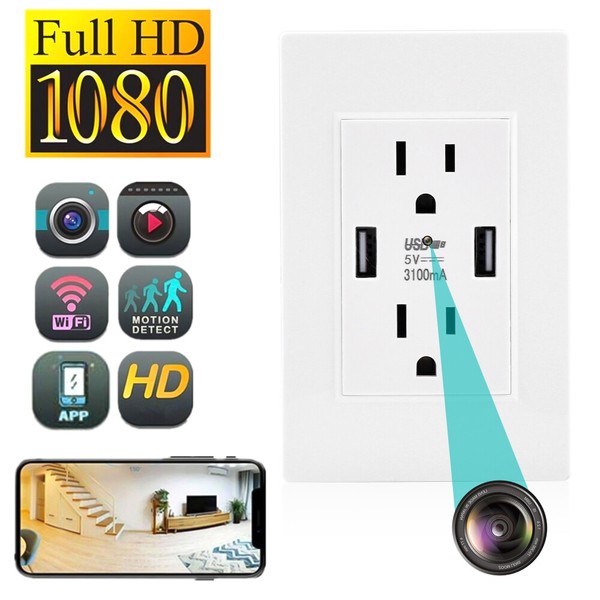 4K HD Wifi IP Security Camera in AC Wall GFCI Socket，Outlet Are Fully Functional - Image 3