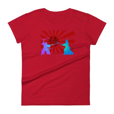 Samurai Warriors Duel Japan's Rising Sun Women's Short Sleeve Babydoll T-shirt