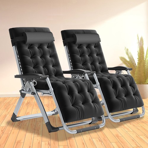 MOPHOTO Outdoor Patio Zero Gravity Chair Recliner Lounge Chair Black Cushion