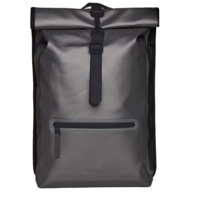 NWT Rains x Anthropologie Rolltop Rucksack Backpack Metallica Grey Waterproof