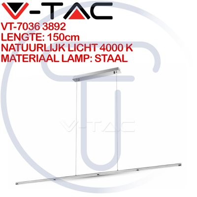 V-TAC VT-7036 3892 Roestvrij staal LED buis licht 36W chroom 4000K