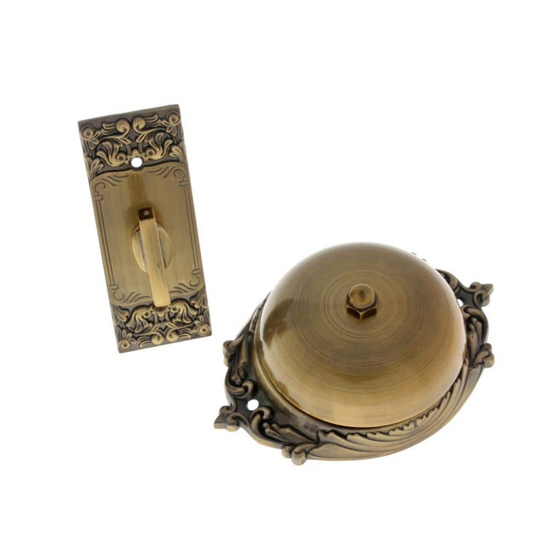 Solid Brass Craftsman Mechanical Twist Door Bell in Antique Brass Low Resistance
