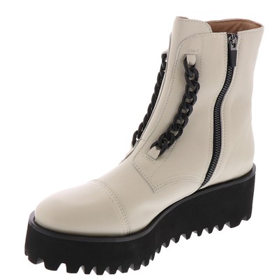 Pre-owned All Black Twin Chain Flatform Women's Boot In Ivory