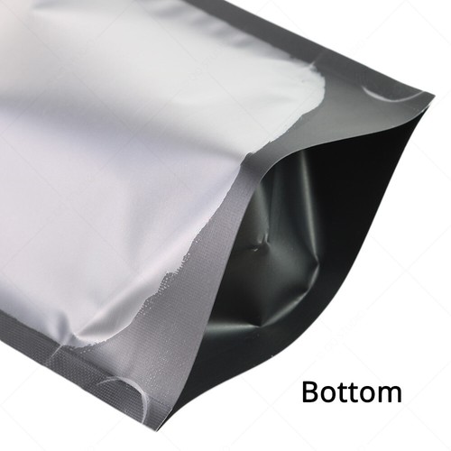 Multi-Size Matte Clear Black Mylar Stand up Zip Lock Bag Pouch w/ Tear Notch W02