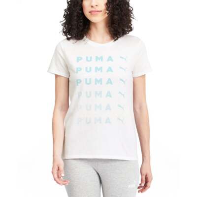 

Puma Repeat Logo Футболка с круглым вырезом и короткими рукавами Женские белые повседневные топы 588562-, Белый