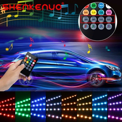 RGB Tira de luz LED For para coches Interior Glow Color Control remoto US Stock