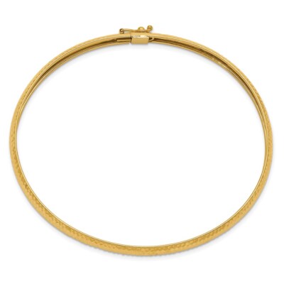 Pre-owned Superdealsforeverything Real 14kt Yellow Gold Textured Flexible Bangle; 7.5 Inch