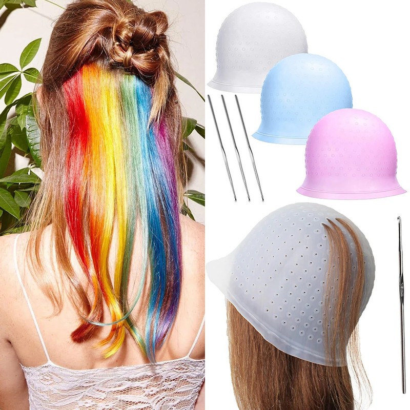 Reusable Salon Hair Cap Highlighting Tinting Hairdressing Streaking Silicone Hat