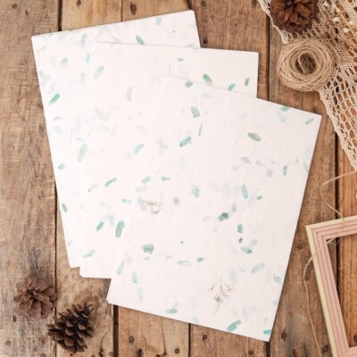 Handmade A4 Thick Natural Tamarind Leaves Mulberry Paper Sheets  20pcs. (Green)