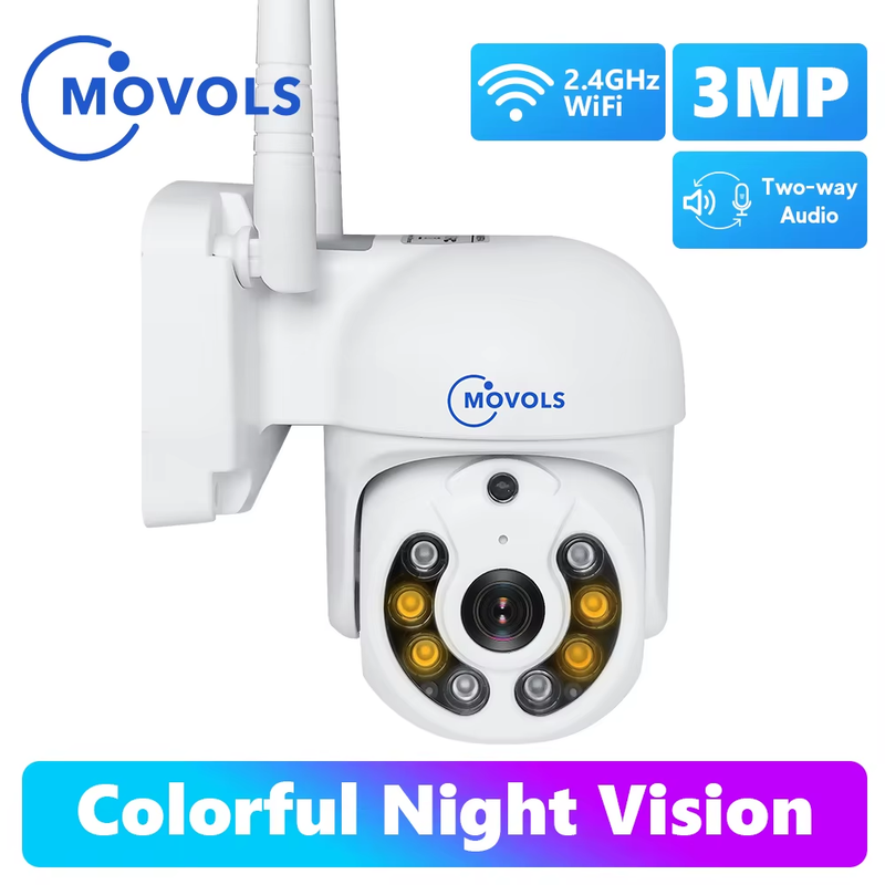 MOVOLS 3MP 5MP IP Camera Smart Tracking Wireless Two Way Audio PTZ Outdoor Water