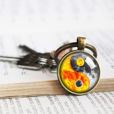 Yin-Yang Moon And Sun Key Ring, Friendship Spiritual Keyring, Keychain Gift
