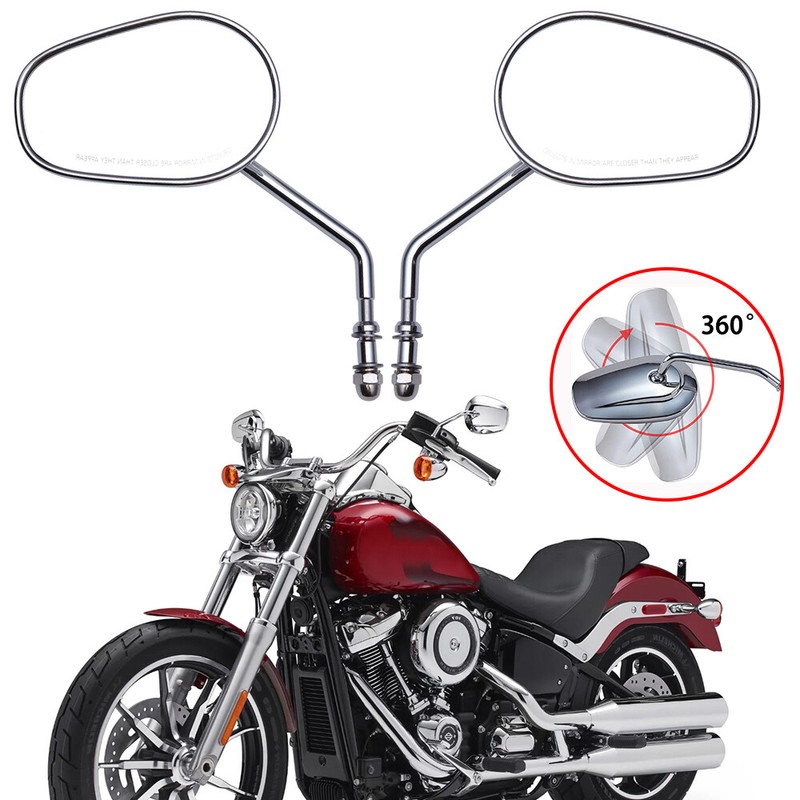 2X Chrome Long Stem Tapered Motorcycle Side Mirror For