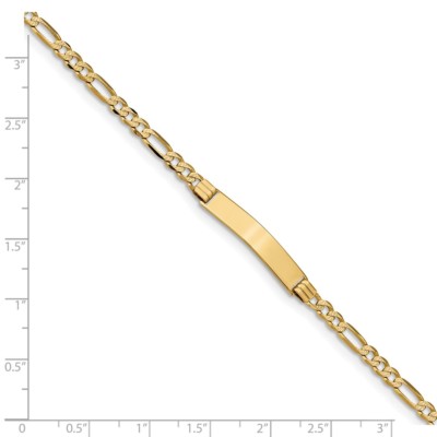 Pre-owned Superdealsforeverything Real 14kt With Rhodium Pavôøω Figaro Id Chain Bracelet; 7 Inch; Lobster Clasp In Yellow