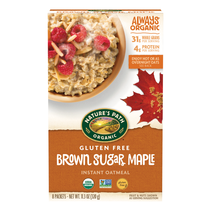 Nature'S Path Organic Instant Oatmeal Gluten Free Brown Sugar Maple1.41 Oz 8 Pcs