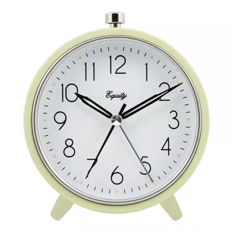 Alarm Clock Quartz Silent Sweep Table Bedside Metal Backlight Snooze Green