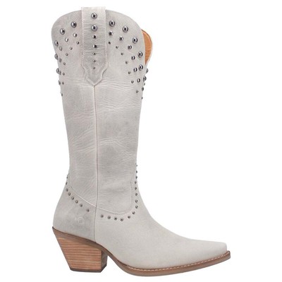 

Dingo Talkin Rodeo Женские ковбойские ботинки Off White с заклепками и заклепками DI585, Dingo Talkin' Rodeo Studded Snip Toe Cowboy