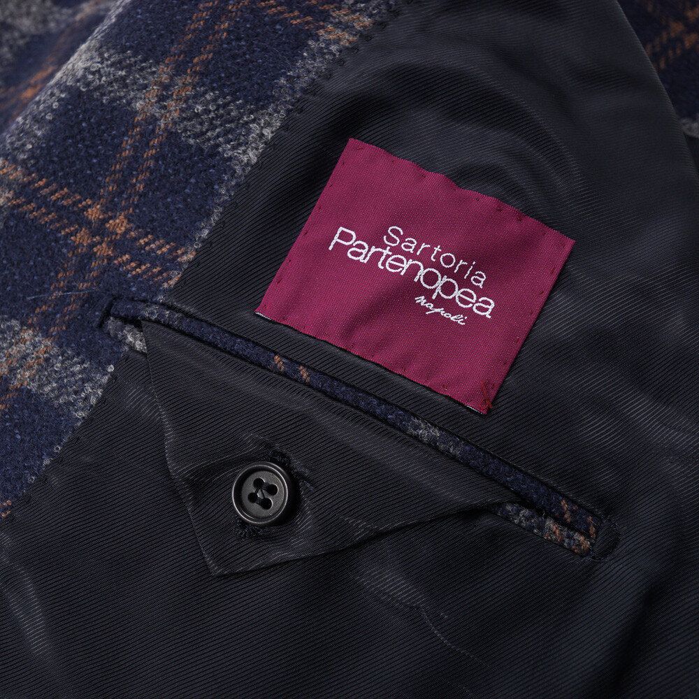 Pre-owned Sartoria Partenopea $3195  Navy Blue Layered Check Wool Sport Coat 40 R
