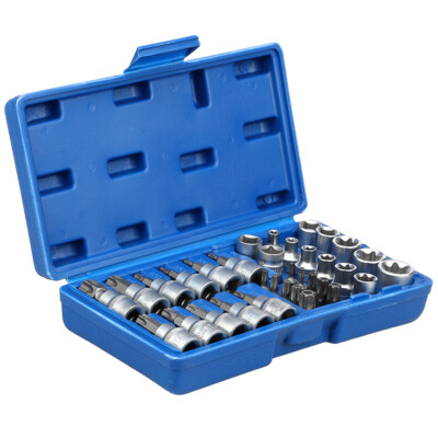 3/8'' Drive Security Torx Star E Socket Bit Set Tamper Proof Garage Tool Kits 34X