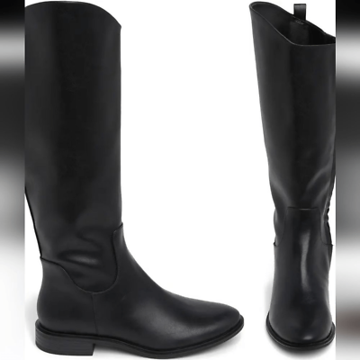 New NORDSTROM RACK Meadow Tall Riding Boot black Western leather