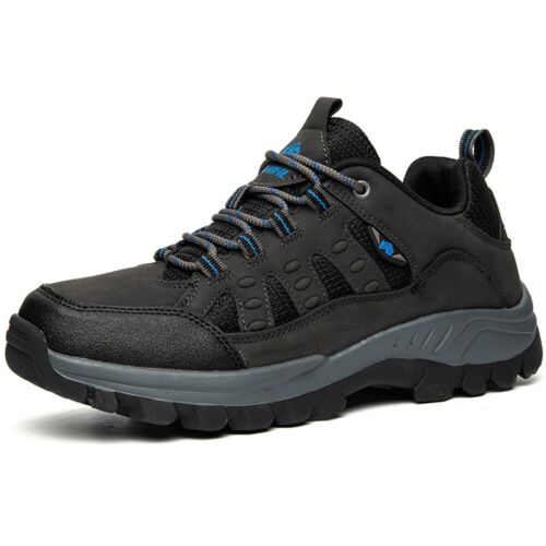 Mens Leather Outdoor Hiking Boots Trekking Trainers Shoes Sports Waterproof