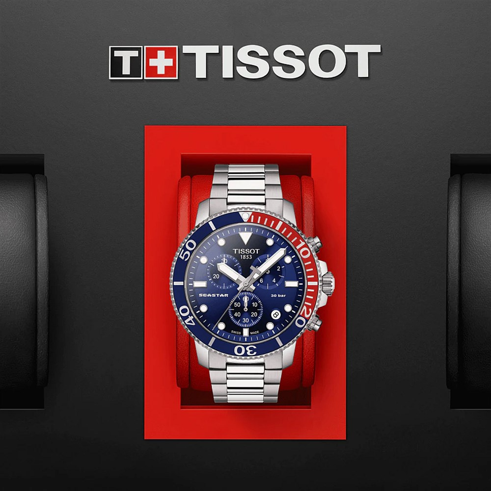 Pre-owned Tissot Seastar 1000 Chronograph T120.417.11.041.03 Men's Wristwatch