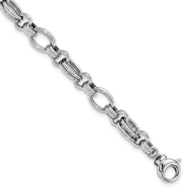 Pre-owned Superdealsforeverything Leslie's Real 14kt White Gold Polished Fancy Link Chain Bracelet; 7.5 Inch