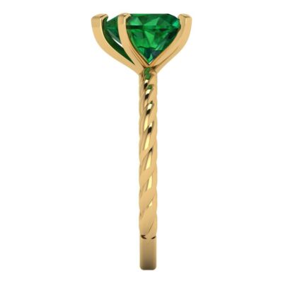 Pre-owned Pucci 2 Heart Cut Emerald Designer Rope Statement Classic Ring Real 14k Yellow Gold