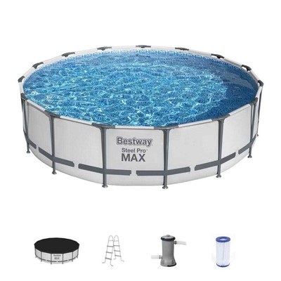 Pro MAX 15 ft. x 15 ft. Round 42 in. Deep Metal Frame Above Ground Swimming Pool
