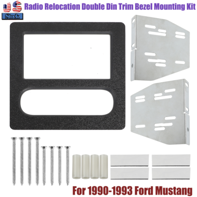 For 1990-93 Ford Mustang Radio Relocation Double Din Trim Bezel Mounting Kit US