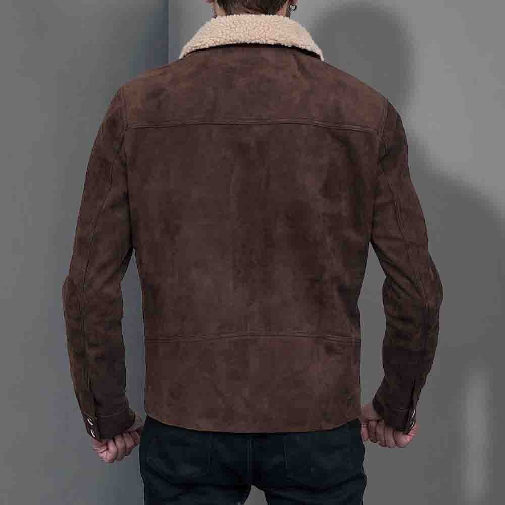 Pre-owned Handmade The Walking Dead Rick Grimes Cosplay Suede Leather Jacket Brown Color