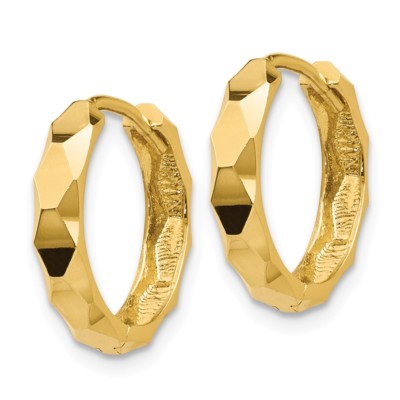 Pre-owned Superdealsforeverything Real 14kt Yellow Gold Diamond-cut Hoop Earrings