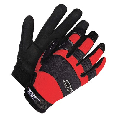 BDG 20-1-10603R-L Mechanics Gloves,Black/Red,Slip-On,L 56LC24
