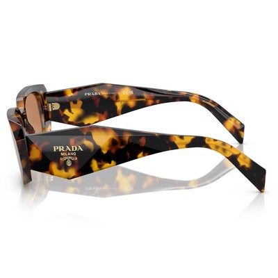 Pre-owned Prada Pr 17ws Vau2z1 Honey Tortoise Plastic Rectangle Sunglasses Brown Lens