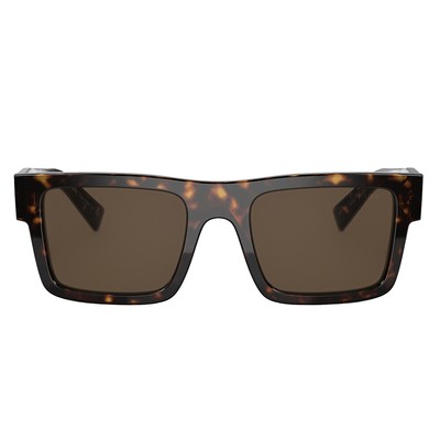 Pre-owned Prada Pr 19ws 2au8c1 Tortoise Plastic Rectangle Sunglasses Brown Lens