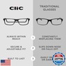 Clic Magnetic Reading Glasses for Men or Women, Computer Readers, Executive (M-XL, Clear, 2.00 Magnification)