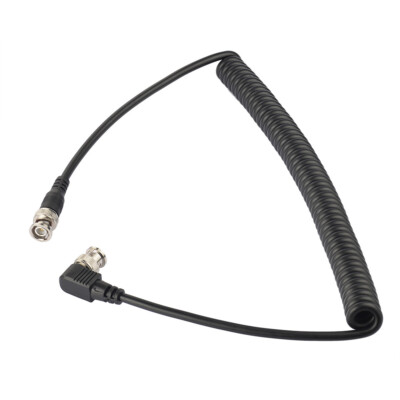 HD-SD BNC Male RA to BNC ST Coil Cable 1m 75Ω for Camera & Video 3G/HD SDI 1080p