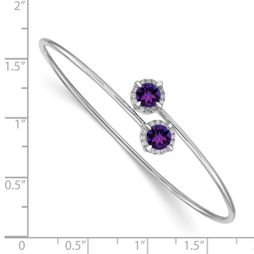 Pre-owned Jewelry 14k White Gold Amethyst Flexible Bangle