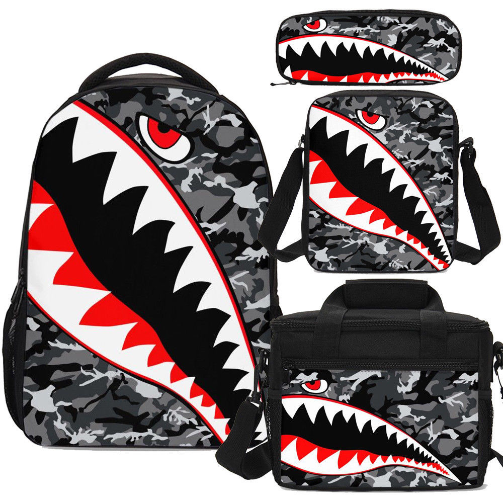 shark bookbag with lunch box