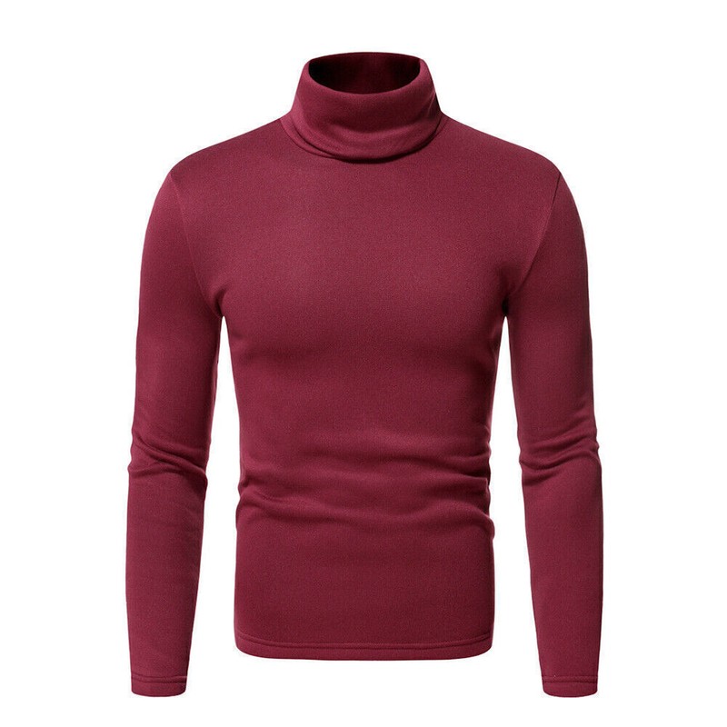 Men Turtle Neck Top Slim Fit Stretch Shirt Long Sleeve Jumper Pullover Sweater