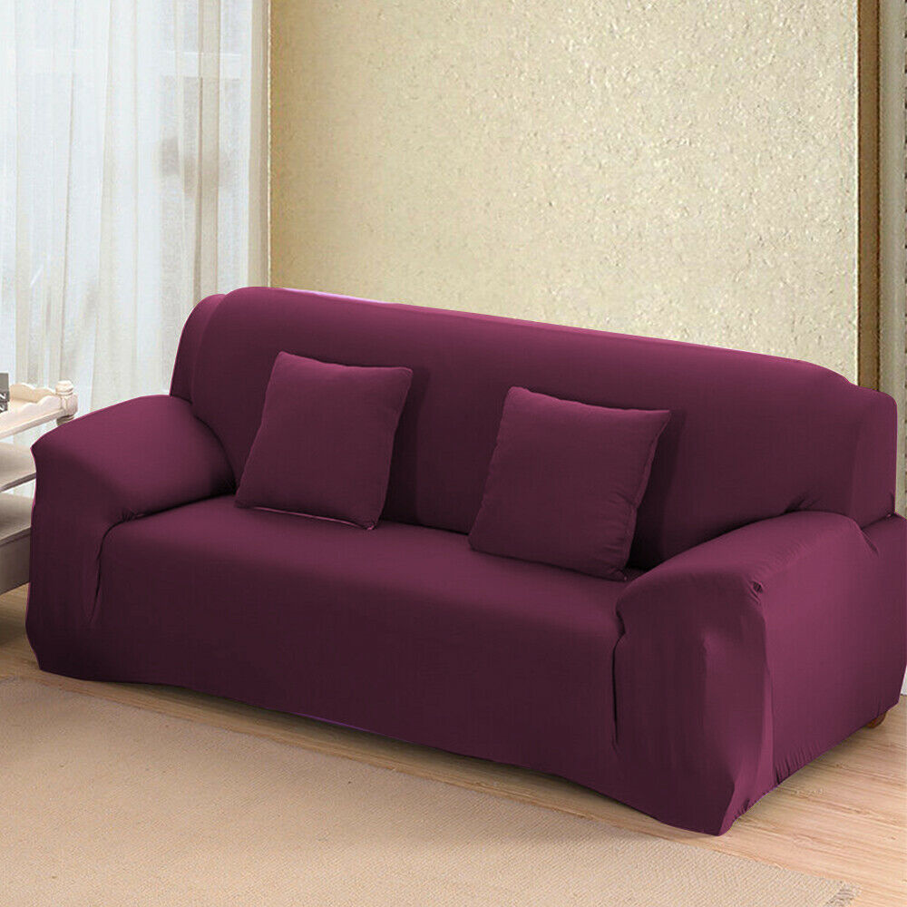 Color:Brick Red:Stretch Spandex Chair Sofa Couch Cover 1/2/3/4 Seat Elastic Slipcover Protector