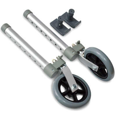 Top Glides Swivel/Lock Walker 5'' Front Wheels Kit with Universal FlexFit Ski