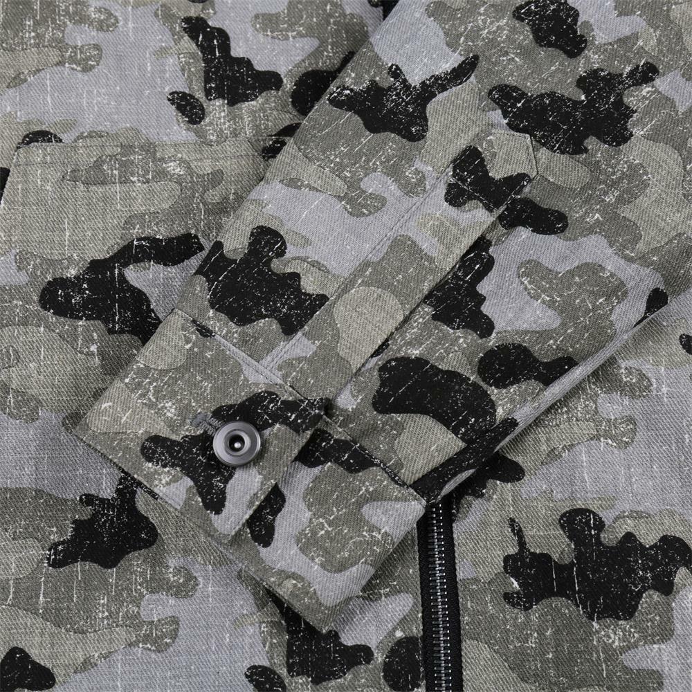 Men's Outwear Coat Quilted Bomber Jacket With Front Zipper Olive Camo01