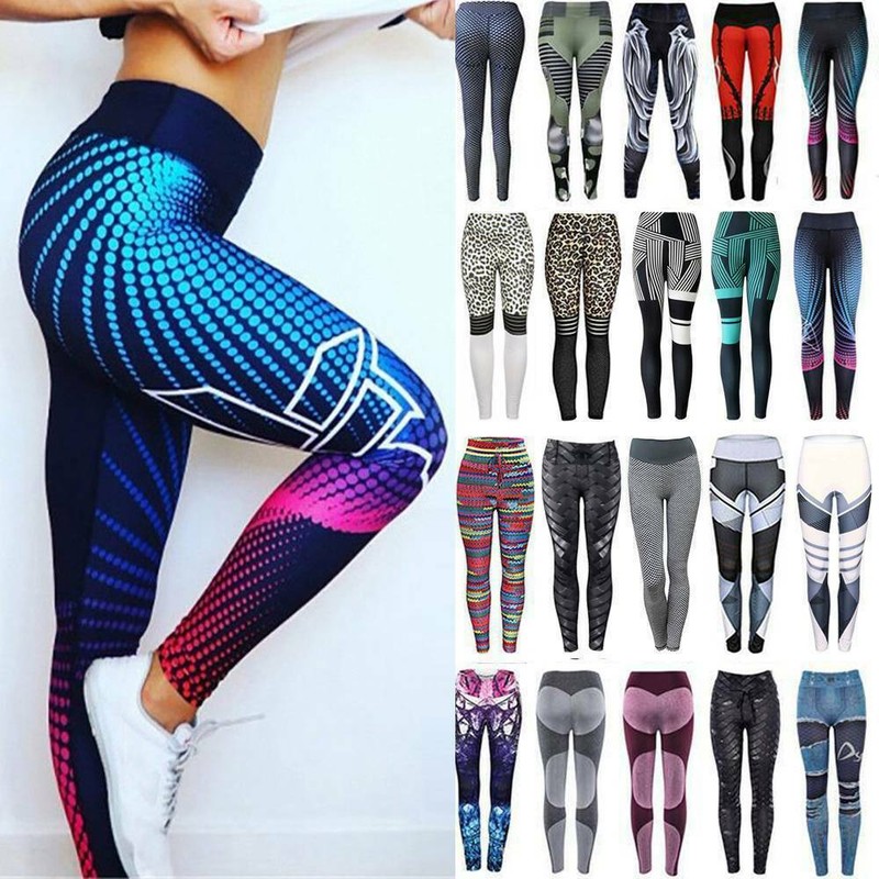 Damen Leggings Push Up Sporthose Fitness Gym Jogging Yoga Stretch Leggins Neu