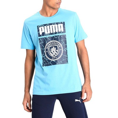 Puma Mcfc Ftblcore Crew Neck Short Sleeve Graphic T-Shirt Mens Size S Casual To