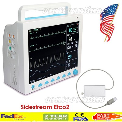 CU Vital Signs Patient Monitor 6 Parameters Cardiac Machine+Capnography ETCO2