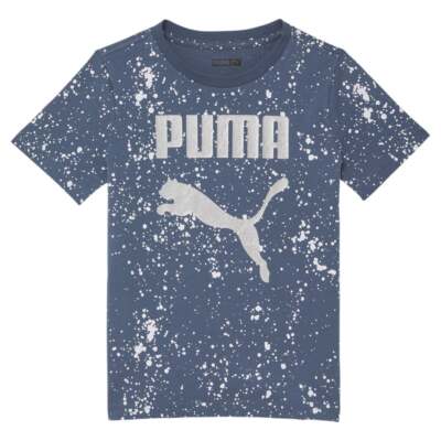 Синие повседневные топы Puma Splatter Pack Aop с круглым вырезом и короткими рукавами для малышей для мальчиков 8590