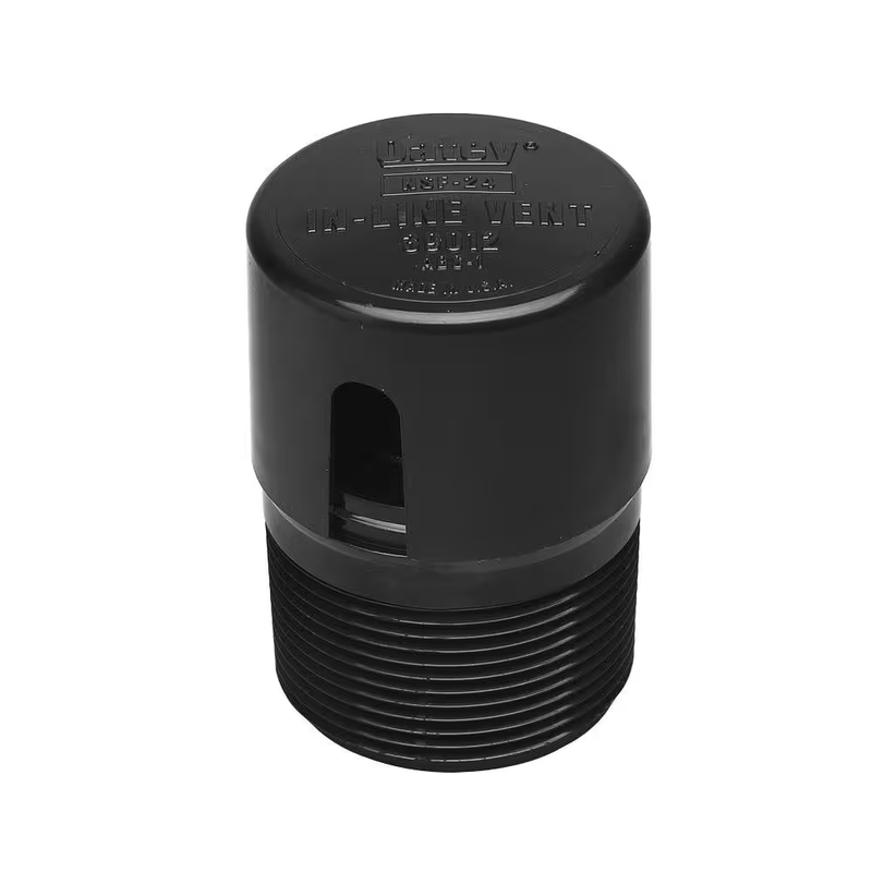 Oatey Air Admittance Vent 1 1/2 Inch NPT Black ABS In Line Plumbing Drain Valve