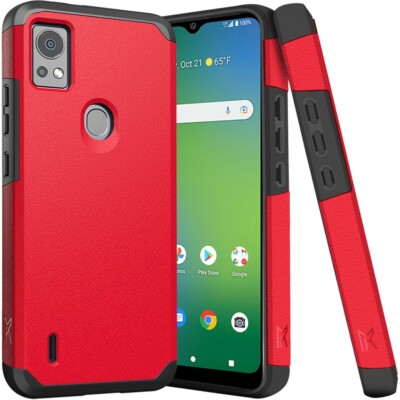 For Cricket Icon 5, At&t Motivate 4, Tough Strong Shockproof Hybrid Case Cover
